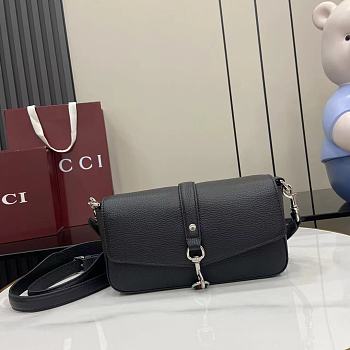Gucci Small Crossbody Bag Hook Closure Black 23.5x12.5x6.5cm