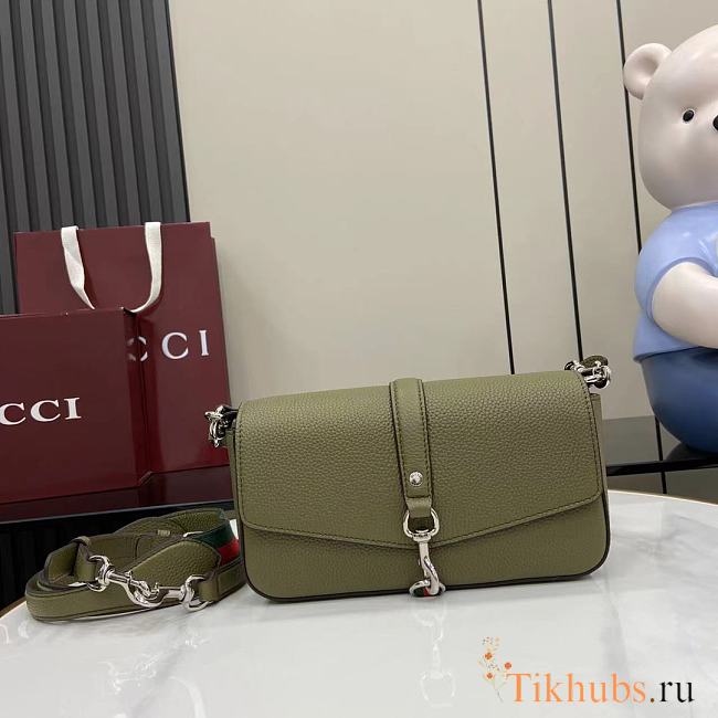 Gucci Small Crossbody Bag Hook Closure Green 23.5x12.5x6.5cm - 1