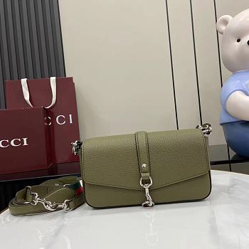 Gucci Small Crossbody Bag Hook Closure Green 23.5x12.5x6.5cm