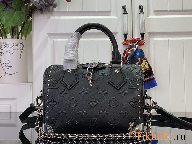 Louis Vuitton LV Speedy 20 Trunk Bag Black 20.5x13.5x11cm - 1