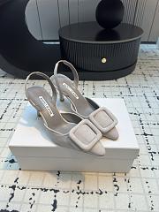 Manolo Blahnik Val 70 Suede Slingback Pumps Grey - 1