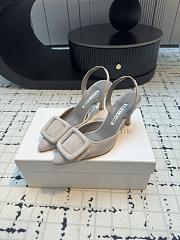Manolo Blahnik Val 70 Suede Slingback Pumps Grey - 3