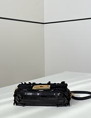 Fendi Baguette Mini Fuchsia Sequin Leather Black Bag 19x11x5cm - 3