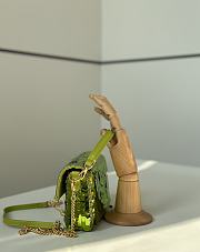 Fendi Baguette Mini Fuchsia Sequin Leather Green Bag 19x11x5cm - 5