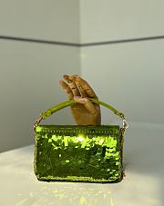 Fendi Baguette Mini Fuchsia Sequin Leather Green Bag 19x11x5cm - 3