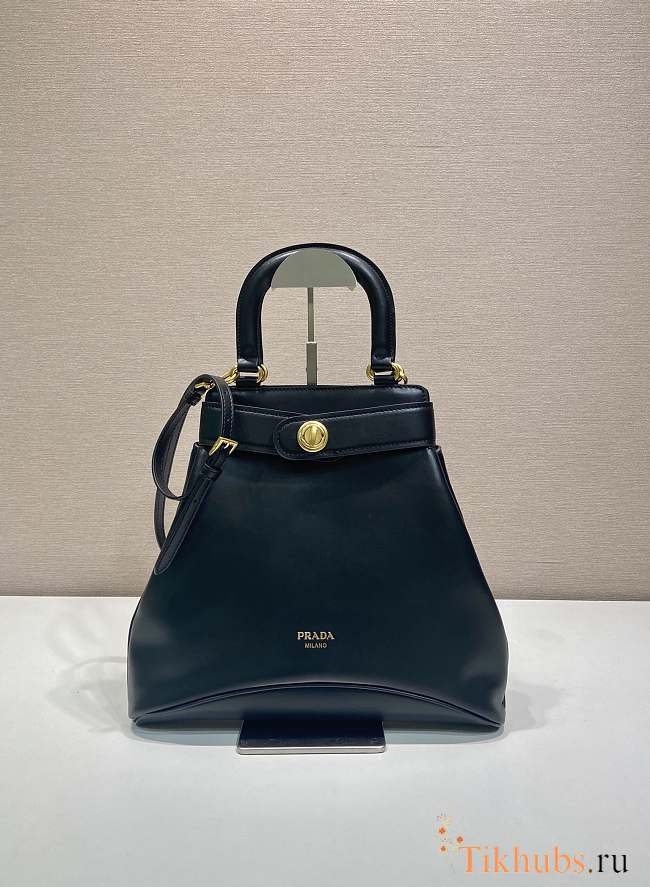 Prada Carey Medium Leather Tote Bag Black 31x28x5cm - 1