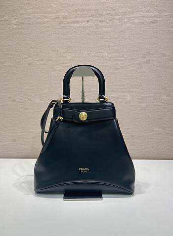 Prada Carey Medium Leather Tote Bag Black 31x28x5cm