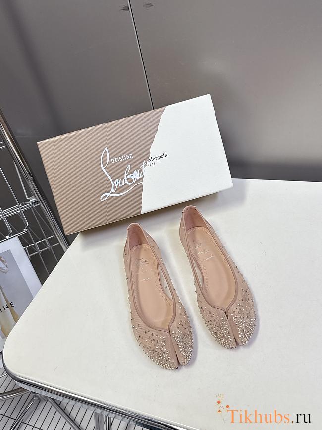 Christian Louboutin Marlougiela Strass Ballerinas Patent Beige - 1