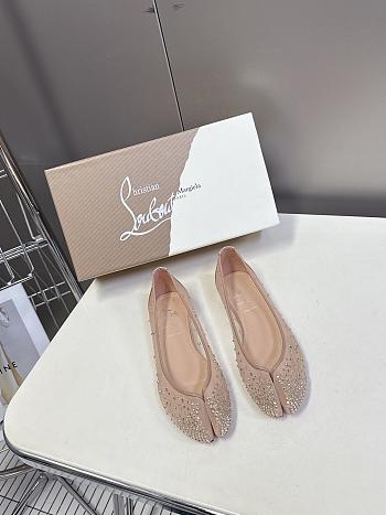 Christian Louboutin Marlougiela Strass Ballerinas Patent Beige
