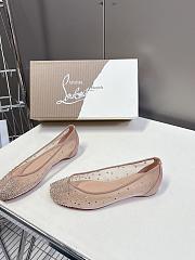 Christian Louboutin Marlougiela Strass Ballerinas Patent Beige - 3