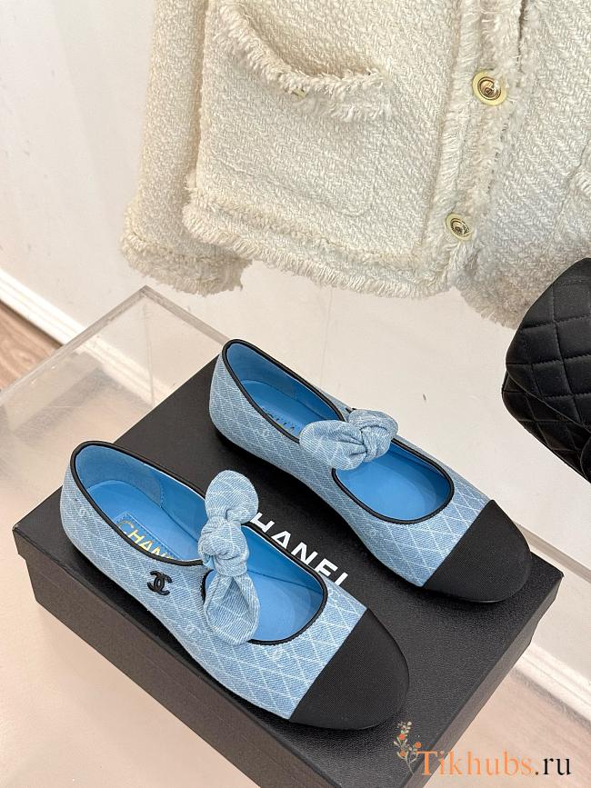 Chanel Ballerina Denim Blue Flat - 1