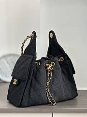 Chanel Cruise 25C Bag Black Denim Hobo 30x26x14cm - 5