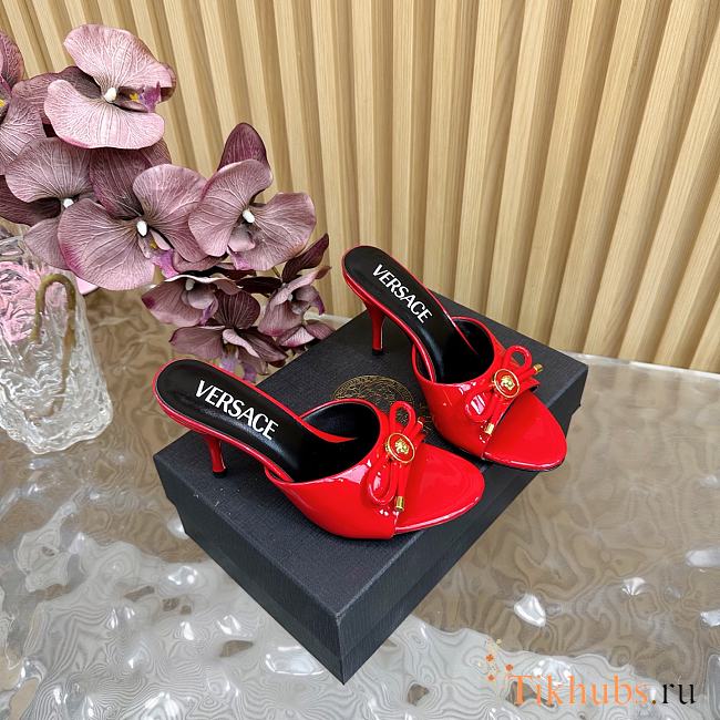 Versace Opera Bow Patent Mules Red 85 mm - 1