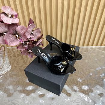 Versace Opera Bow Patent Mules Black 85 mm