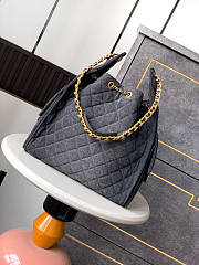 Chanel Medium Cruise 25C Bag Black Denim Hobo 40x30x15cm - 2