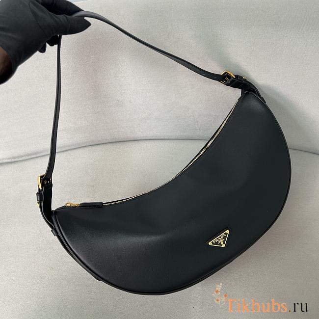 Prada Demi-lune Large Leather Shoulder Bag Black 42x19.5x8.5cm - 1
