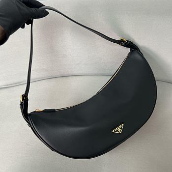 Prada Demi-lune Large Leather Shoulder Bag Black 42x19.5x8.5cm