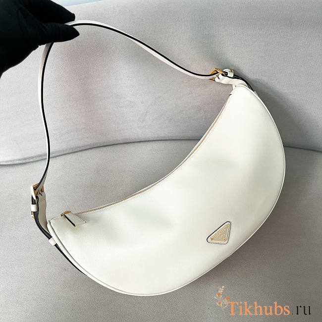 Prada Demi-lune Large Leather Shoulder Bag White 42x19.5x8.5cm - 1