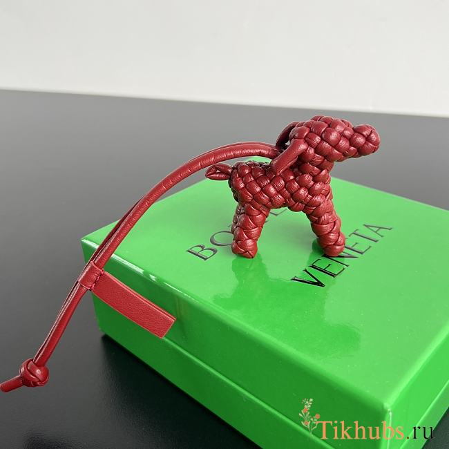 Bottega Veneta Metallic Dog Charm Red - 1
