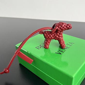 Bottega Veneta Metallic Dog Charm Red