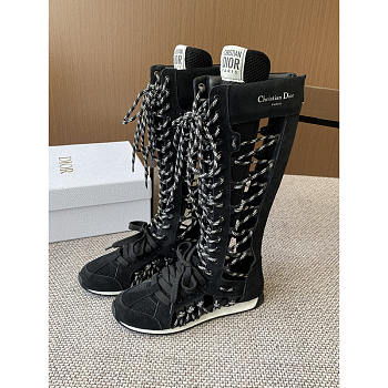 Dior Get Knee-High Sneaker Black Suede Calfskin