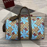 Gucci GG Printed Duffle Bag Beige Dark Brown 45x30x24.5cm - 1