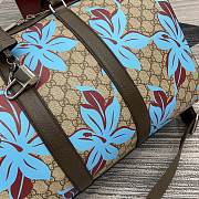 Gucci GG Printed Duffle Bag Beige Dark Brown 45x30x24.5cm - 6