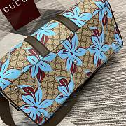 Gucci GG Printed Duffle Bag Beige Dark Brown 45x30x24.5cm - 5