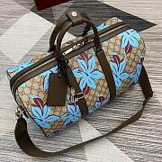 Gucci GG Printed Duffle Bag Beige Dark Brown 45x30x24.5cm - 3