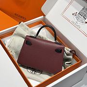 Hermes Mini Kelly Bag Tricolor Wine Black Silver 19cm - 3