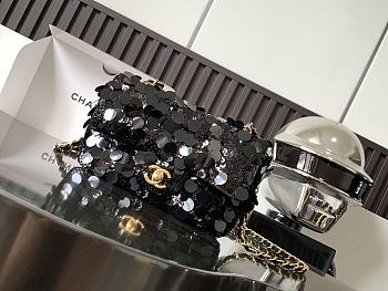 Chanel Flap Bag Bling Bling Black Gold 20x12X9cm