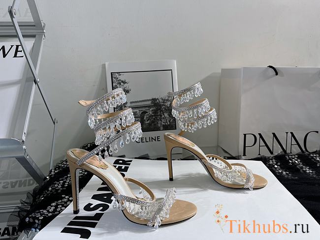 Rene Caovilla Chandelier Crystal-embellished Gold Sandals 10cm - 1
