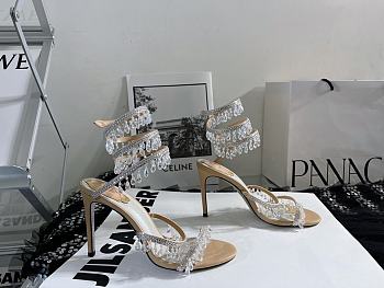 Rene Caovilla Chandelier Crystal-embellished Gold Sandals 10cm