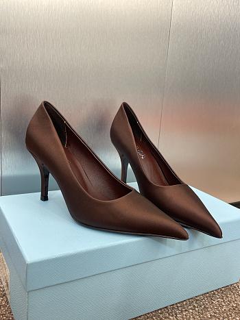 Prada Satin Brown Pump Heel 7.5cm