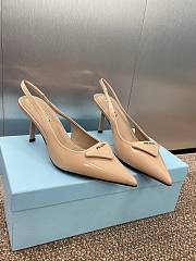 Prada Brushed Leather Slingback Pumps Beige 7.5cm - 1
