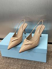 Prada Brushed Leather Slingback Pumps Beige 7.5cm - 5