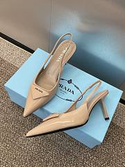 Prada Brushed Leather Slingback Pumps Beige 7.5cm - 4