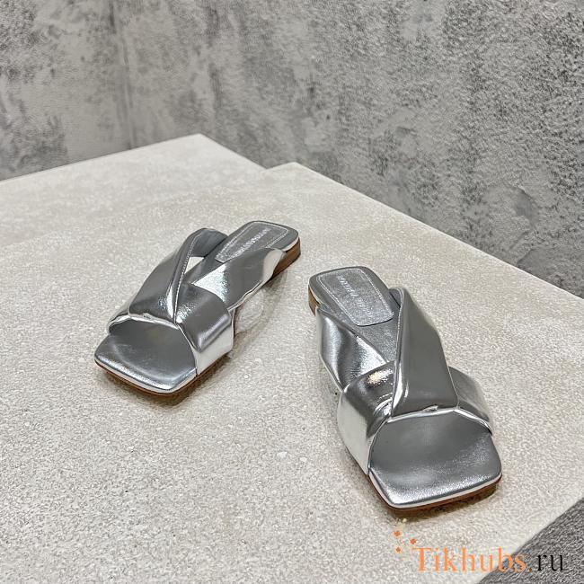 Bottega Veneta Silver Slides - 1