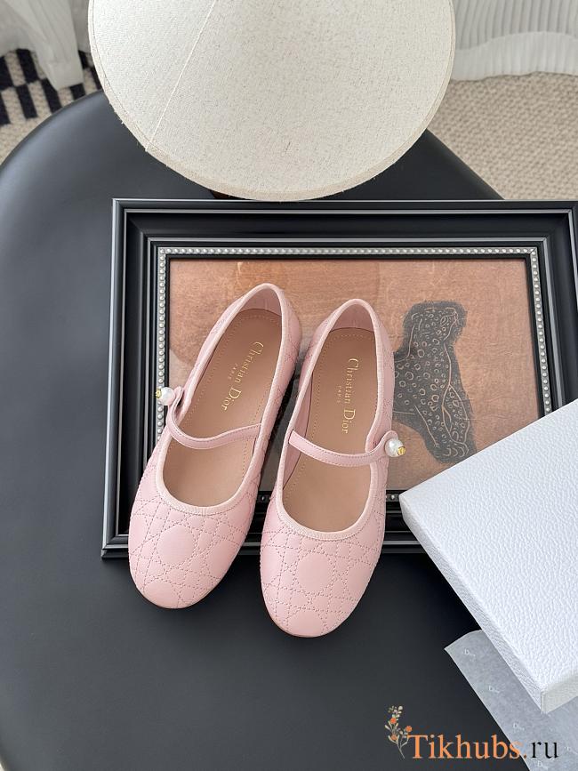 Dior Leather Pearl Ballerina Flats Pink - 1