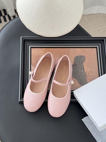 Dior Leather Pearl Ballerina Flats Pink