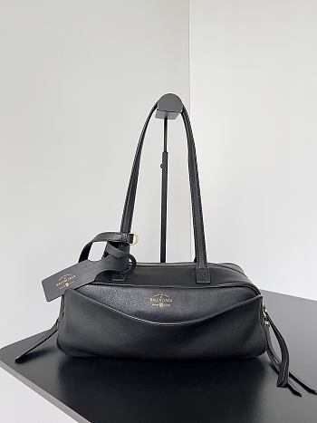 Balenciaga Carrie Small Bowling Bag Black Calfskin 30.9x11.9x11.9cm