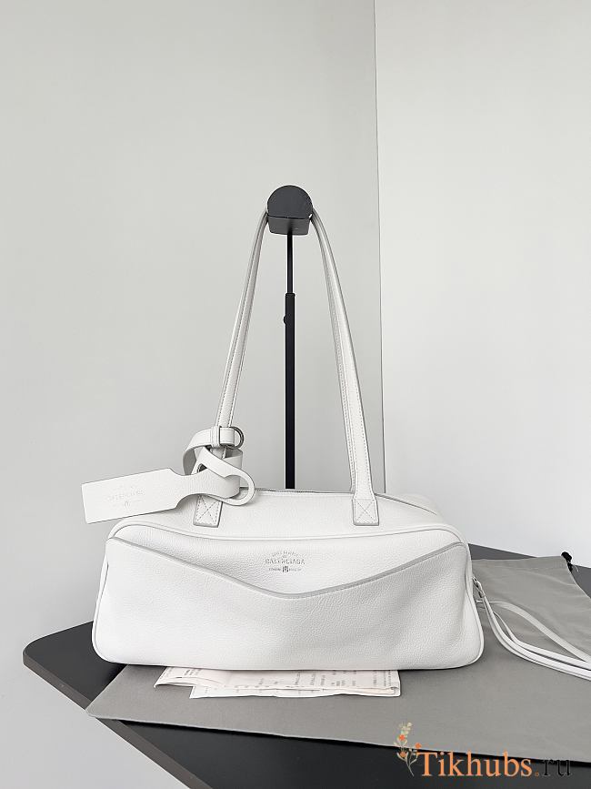 Balenciaga Carrie Small Bowling Bag White Calfskin 30.9x11.9x11.9cm - 1