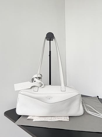 Balenciaga Carrie Small Bowling Bag White Calfskin 30.9x11.9x11.9cm