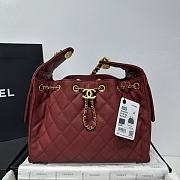 Chanel 25 Small Handbag Red Wine Calfskin Gold 30x26x14cm - 1