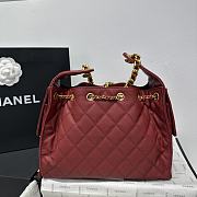 Chanel 25 Small Handbag Red Wine Calfskin Gold 30x26x14cm - 5