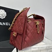 Chanel 25 Small Handbag Red Wine Calfskin Gold 30x26x14cm - 4