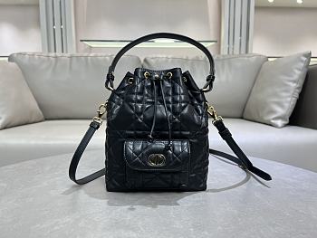 Dior Small Caro Bucket Bag Black Lambskin 20x24x9cm