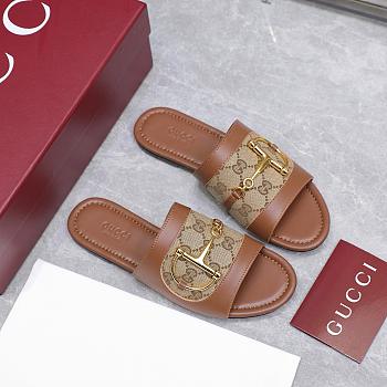 Gucci Slide Sandal with Horsebit Brown