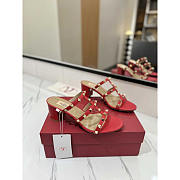 Valentino Rockstud Red Mule Sandals Heel 6cm - 1
