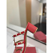 Valentino Rockstud Red Mule Sandals Heel 6cm - 2